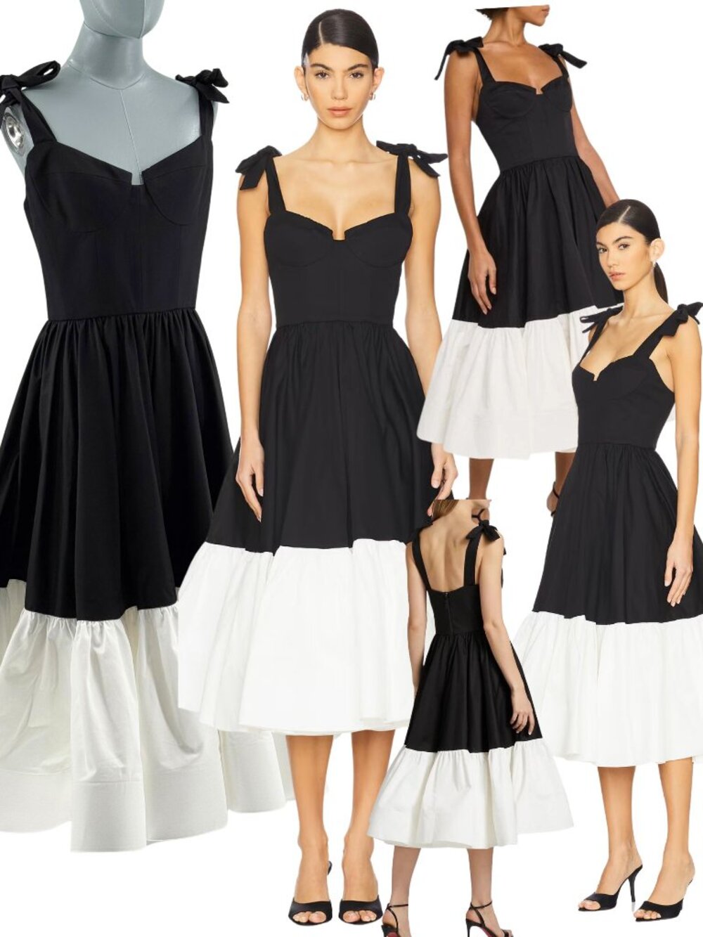 🆕 BRONX & BANCO 🧿 NWOT Catalina Two-Tone Sweetheart Midi Dress, Sz M US 6